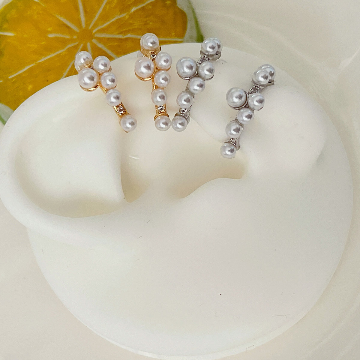 Glass Pearl Ear cuffr ( Two Piece )