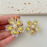 Yellow crystal flower earrings