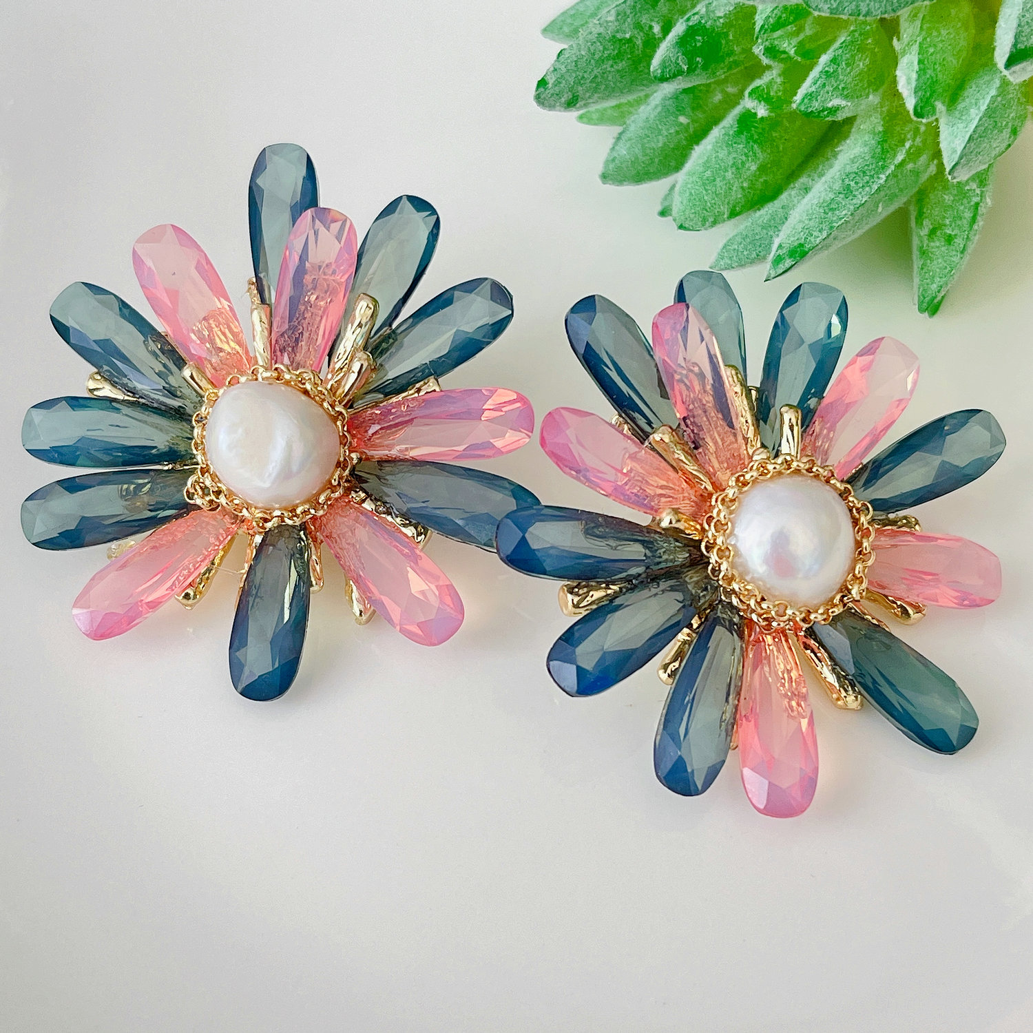 Crystal flower earrings