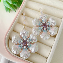 Glass pearl flower AB earrings