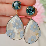 Blue shell drop earrings