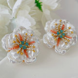 Glass pearl flower earrings