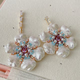 Glass pearl flower AB earrings