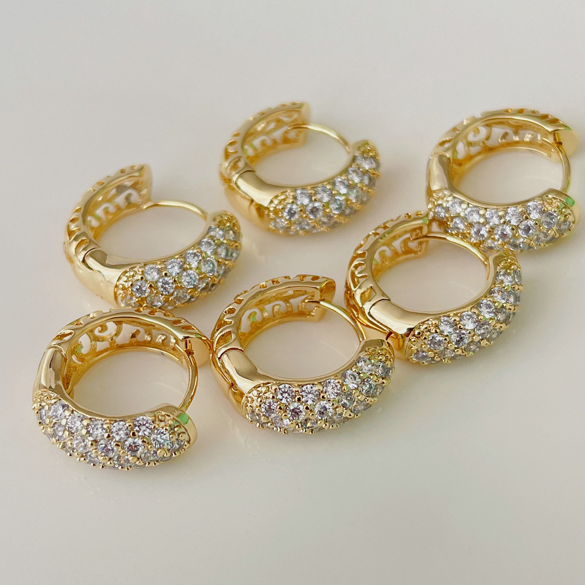 Mirco pave round hoop earrings