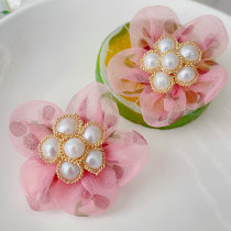 Pink Gauze Pearl Earrings