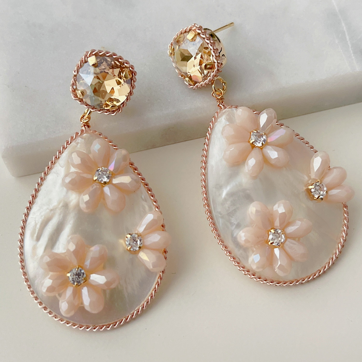 Pink Shell Drop Earrings