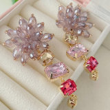 Long crystal flower earrings