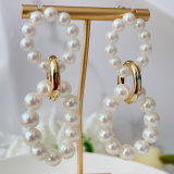 Big round glass pearl earrings