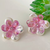 Pink flower earrings
