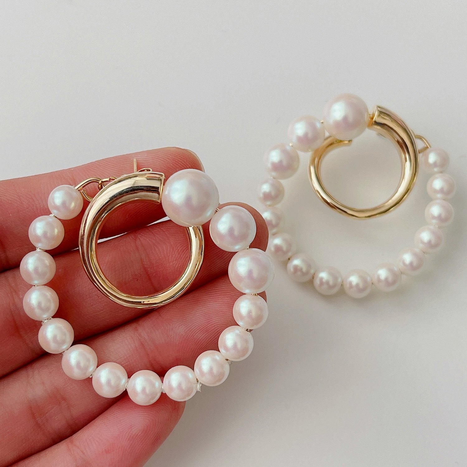Round Glass Pearl Earrings