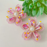 Pink crystal flower earrings