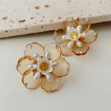 Yellow crystal flower earrings