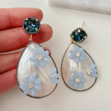 Blue shell drop earrings