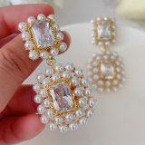 Square pearl earrings