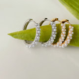 Glass pearl hoop earrings