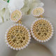 Round glass pearl charm earrings