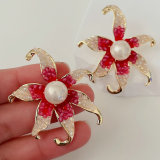 Red crystal Starfish earrings