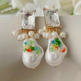 Glass pearl drop earrings