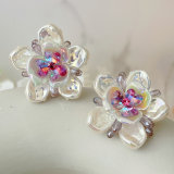 Glass pearl flower earrings