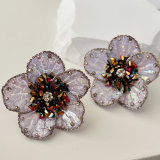 Purple flower earrings