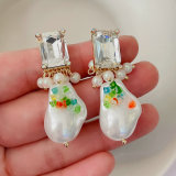 Glass pearl drop earrings