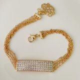 Long pave bar chain bracelet