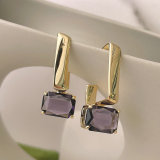Square stone hoop earrings