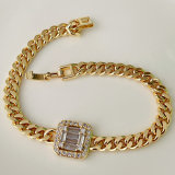 Square zircon cuban chain bracelet