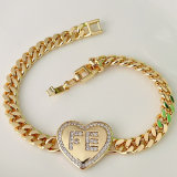 Pave fe cuban chain bracelet