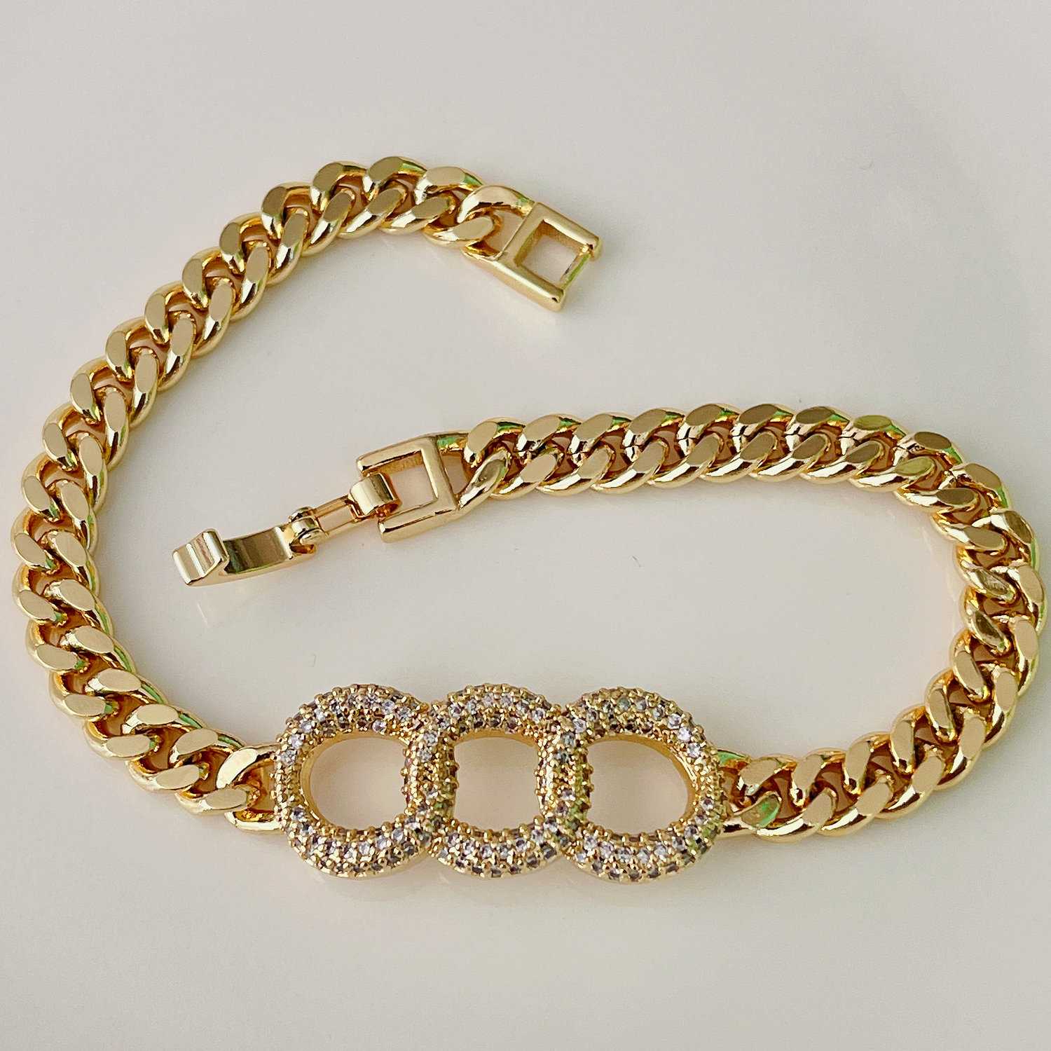 Pave cuban chain bracelet