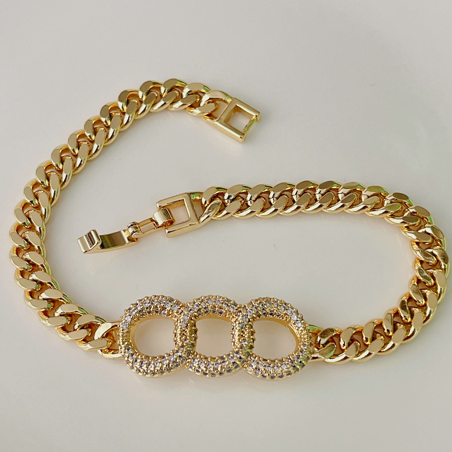 Pave cuban chain bracelet