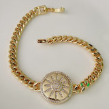 Pave cuban chain star bracelet