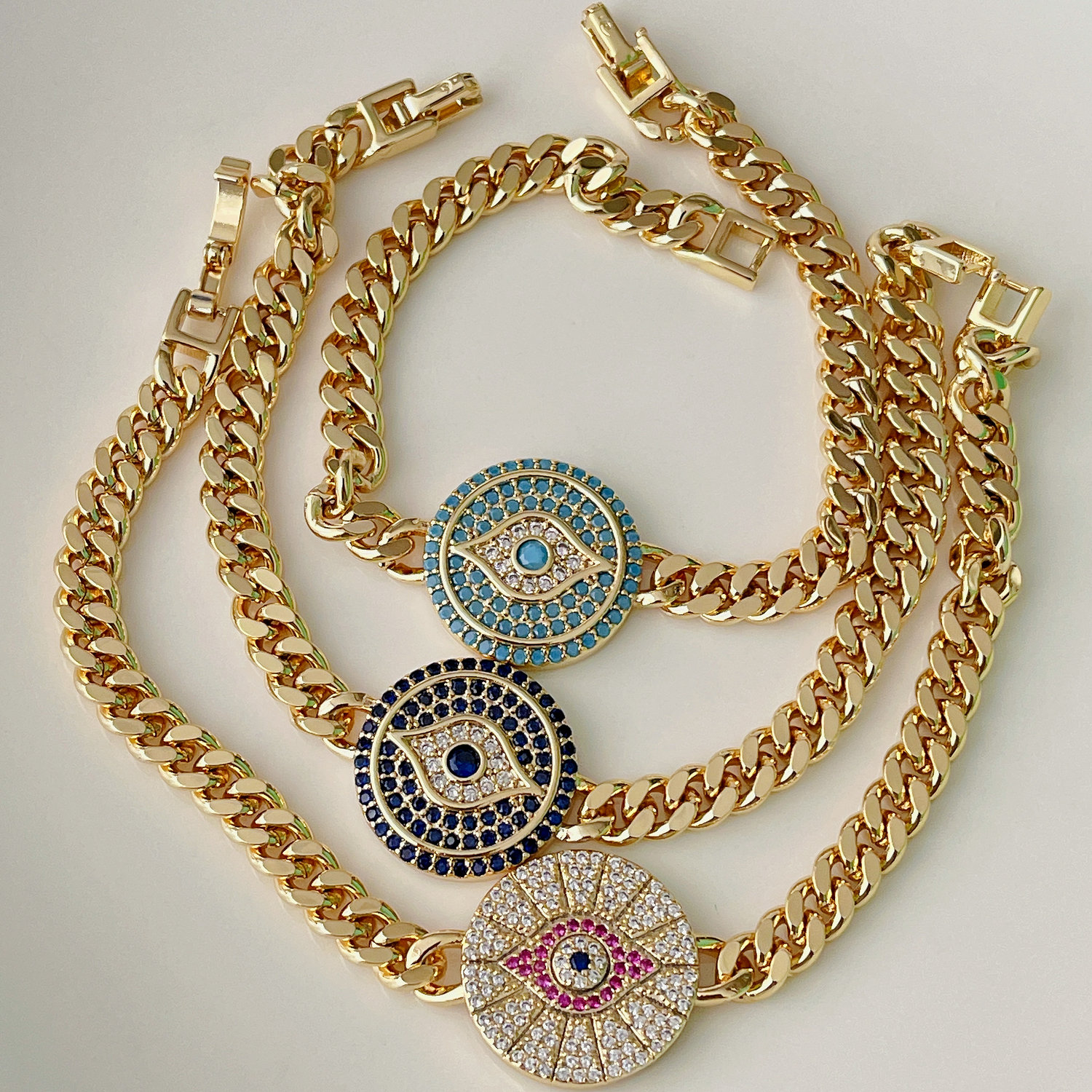 Evil Eye cuban chain bracelet