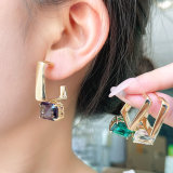 Square stone hoop earrings