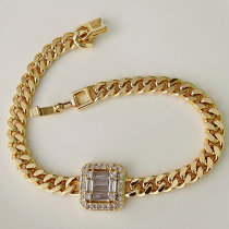 Square zircon cuban chain bracelet