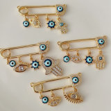 Blue eye pin charm pendant for necklace