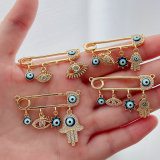 Blue eye pin charm pendant for necklace