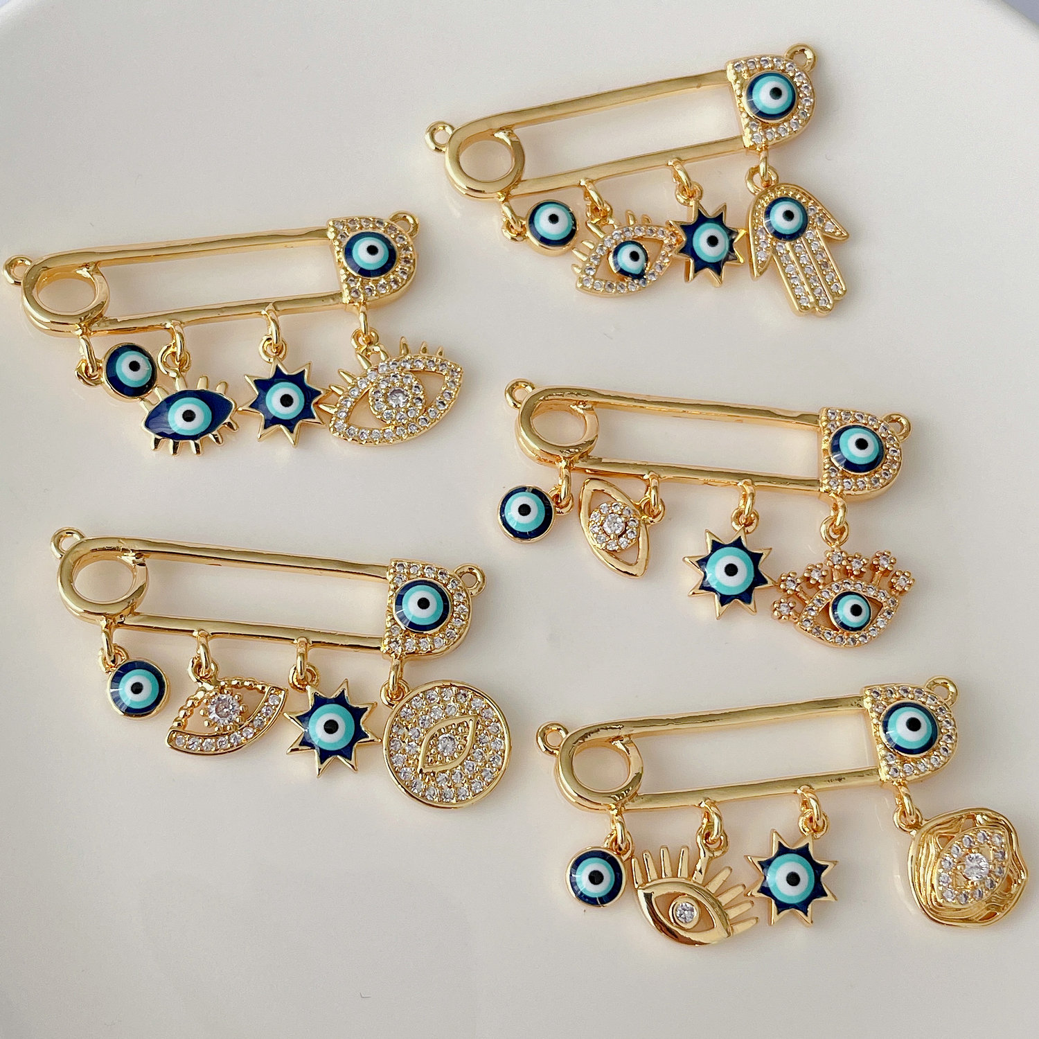 Eye charm pin pendant for necklace