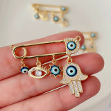 Blue eye pin charm pendant for necklace