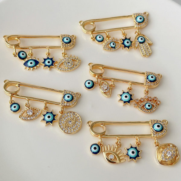 Eye charm pin pendant for necklace