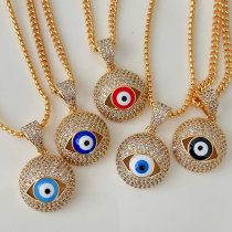 Round eye charm with chain