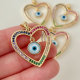 Colorful heart pendant with white eye charm