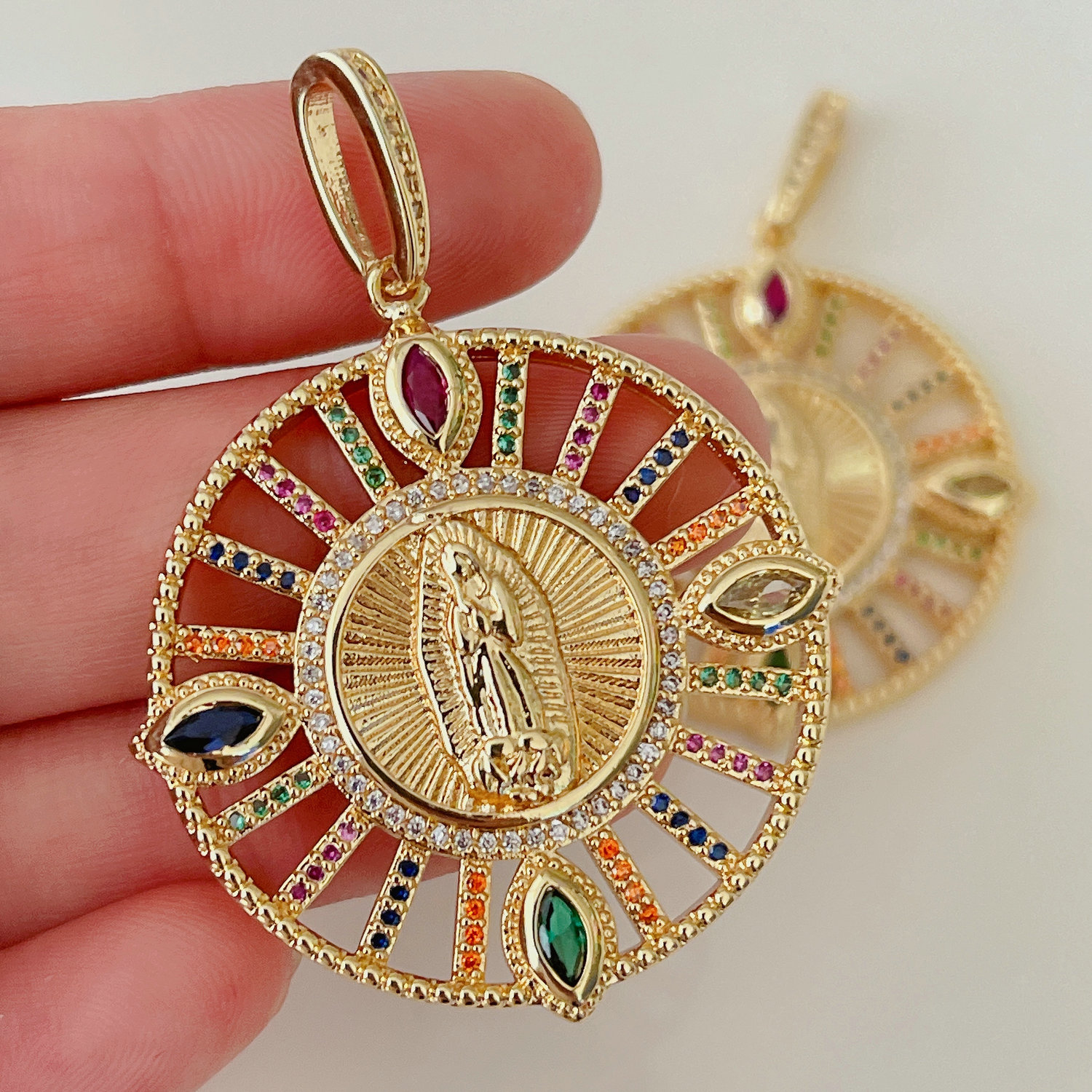 Colorful Virgin Mary pendant