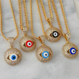 Round eye charm with chain