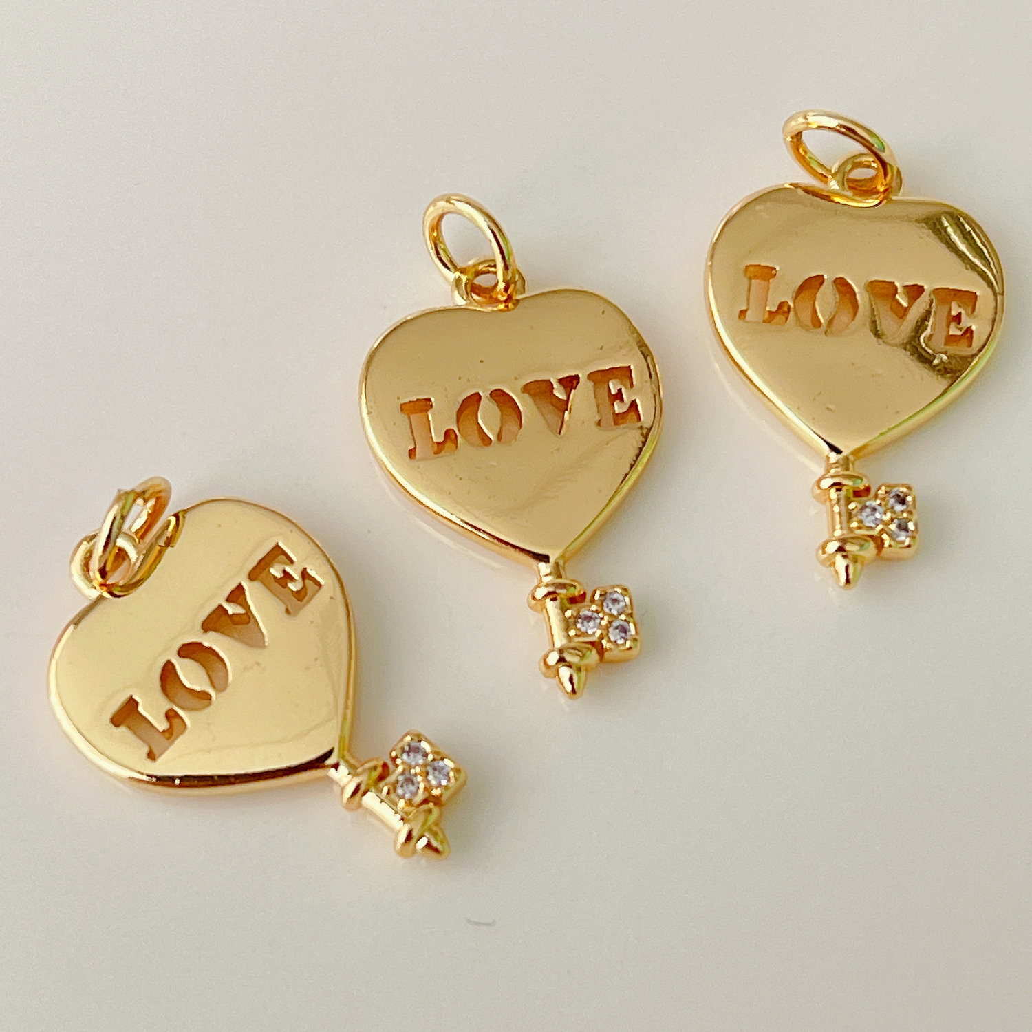 Love heart key charm