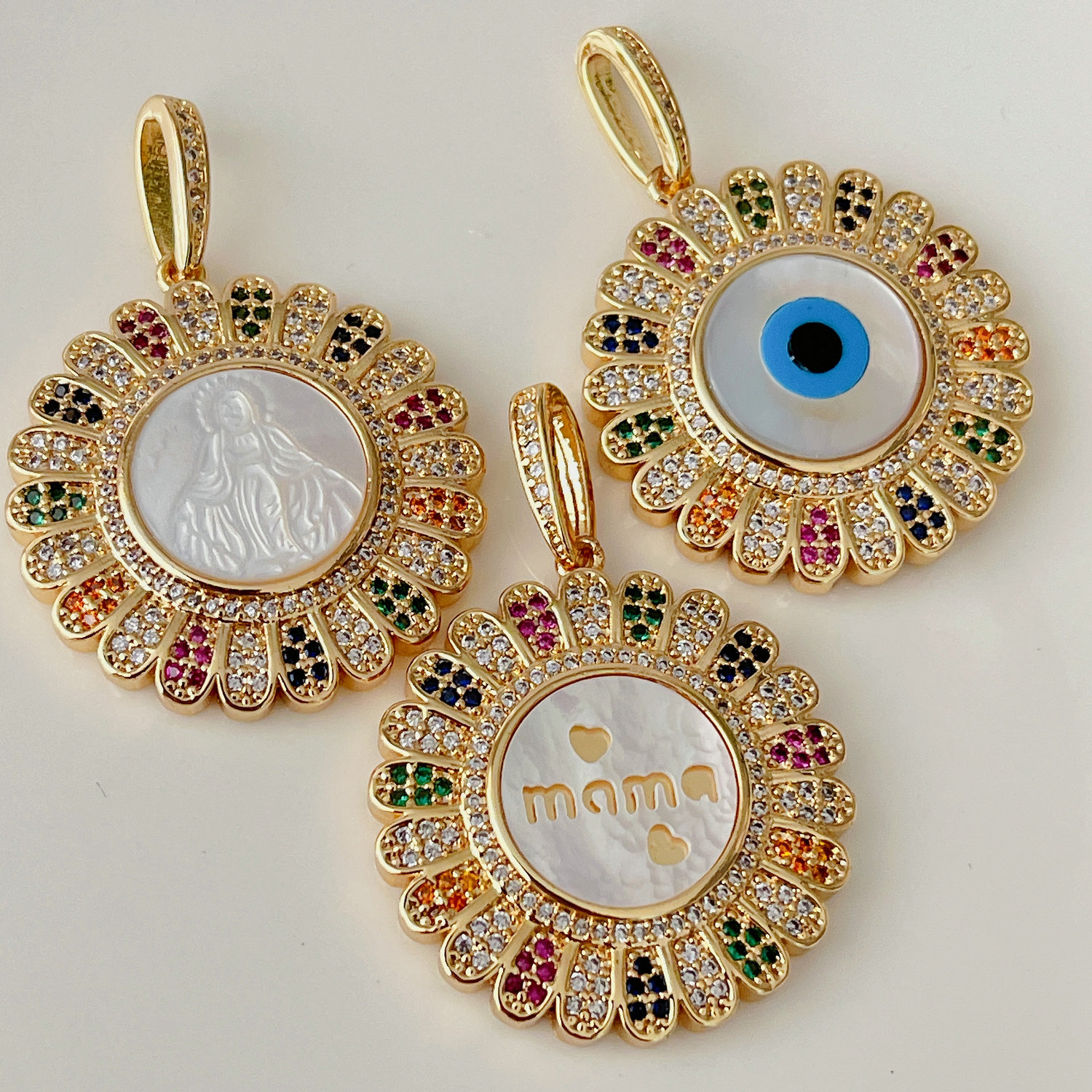 Colorful shell eye pendant