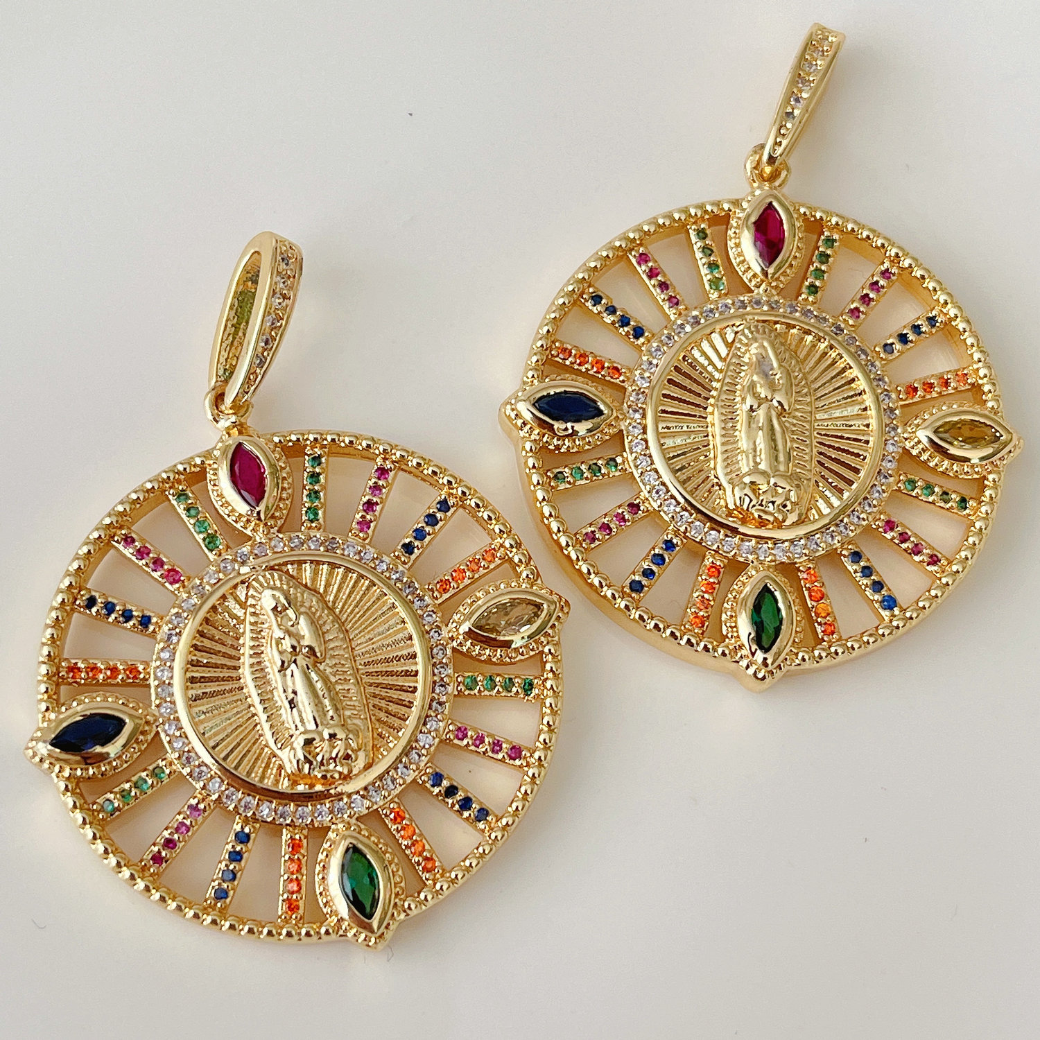 Colorful Virgin Mary pendant