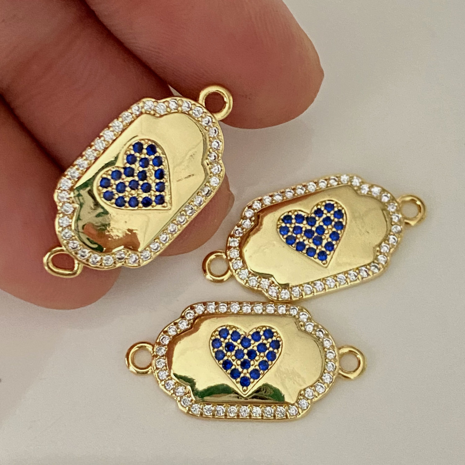 Pave Heart connector for bracelets