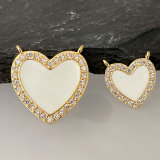 White enamel heart charm