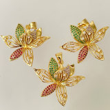 Pave colorful flower charm